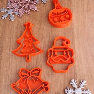 Yeniyıl Kurabiye Kalıbı 4'lü Set Çan Yılbaşı Ağacı Ornament Süs Noel Baba