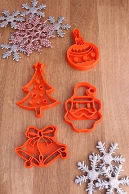 Yeniyıl Kurabiye Kalıbı 4'lü Set Çan Yılbaşı Ağacı Ornament Süs Noel Baba