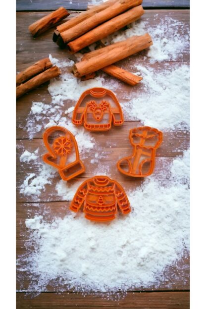 Yılbaşı Kış Çirkin Kazak Eldiven Çorap Ugly Sweater Kurabiye Kalıbı 4lü Set - Görsel 2