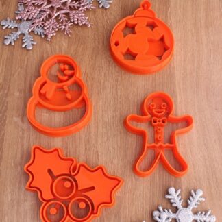 Yılbaşı Kurabiye Kalıbı 4'lü Set Kardan Adam Ornament Ökse Otu Mistletoe Mutlu Gingerbreadman