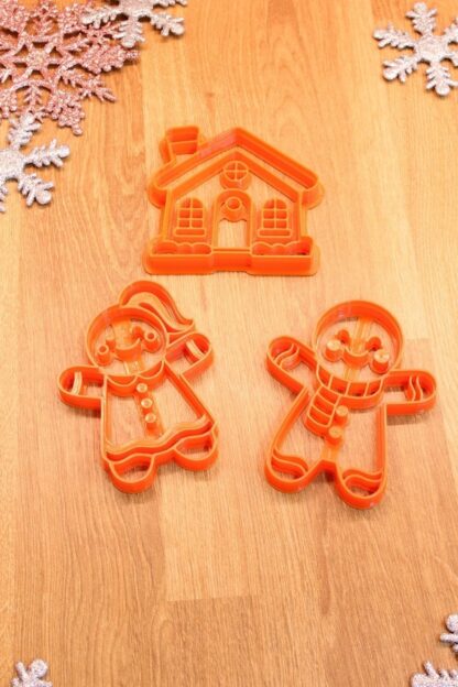 Yılbaşı Yeni Yıl Gingerbreadman Kurabiye Adam Ve Kadın Şeker Evi 3'lü Set Kurabiye Kalıbı - Görsel 2