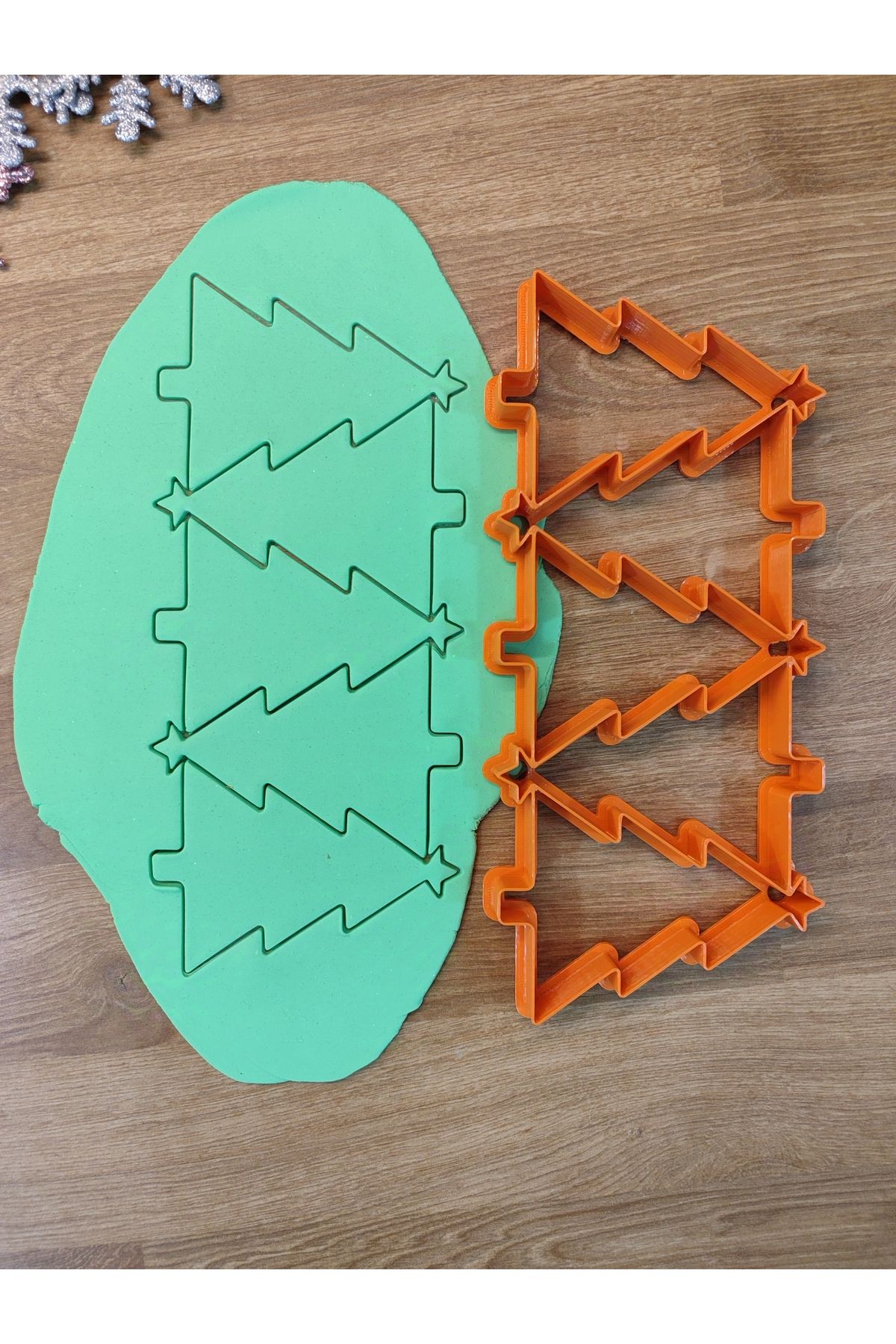 Yılbaşı Yeni Yıl Noel Ağacı Yıldızlı Çam Ağacı Çoklu Kesim Kurabiye Kalıbı - Görsel 2