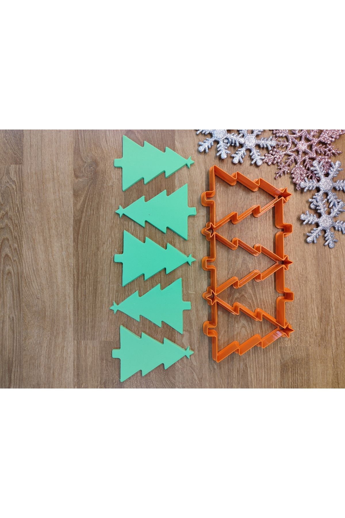 Yılbaşı Yeni Yıl Noel Ağacı Yıldızlı Çam Ağacı Çoklu Kesim Kurabiye Kalıbı - Görsel 3