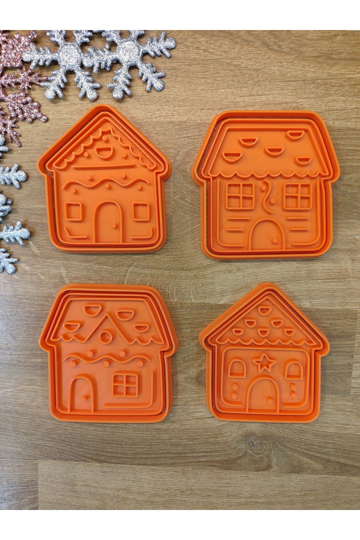 Yılbaşı Yeni Yıl Süslü Dekorlu Evler Seti Kurabiye Kalıbı - Görsel 2
