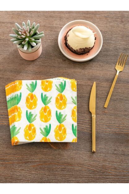 Ananas Desenli Renkli Baskılı Kağıt Peçete 33x33 cm