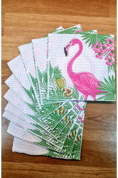 Flamingo Desenli Renkli Baskılı Kağıt Peçete 33x33 cm - Görsel 2