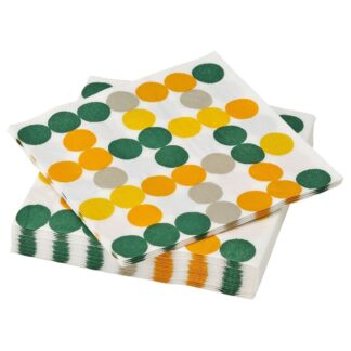 Noktalı Sarı Yeşil Renkli Desenli Kağıt Peçete 33x33 cm