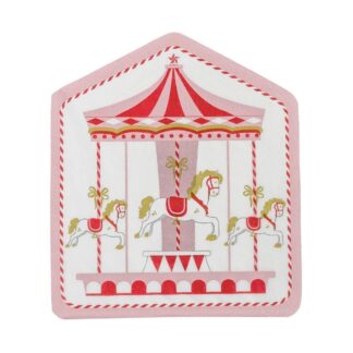 Pembe Karusel Carousel Atlı Karınca Desenli Renkli Baskılı Kağıt Peçete