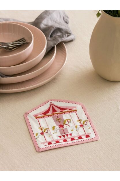 Pembe Karusel Carousel Atlı Karınca Desenli Renkli Baskılı Kağıt Peçete - Görsel 2