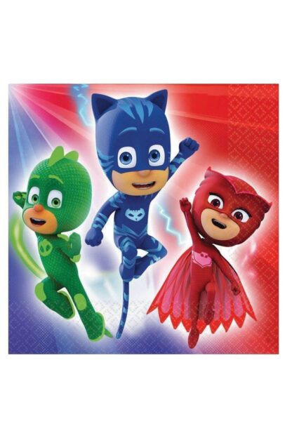 Pijamaskeliler Pjmasks Desenli Renkli Baskılı Kağıt Peçete 33x33 cm