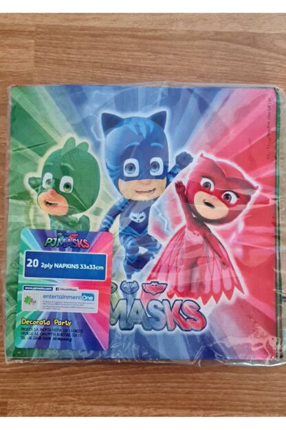 Pijamaskeliler Pjmasks Desenli Renkli Baskılı Kağıt Peçete 33x33 cm - Görsel 2