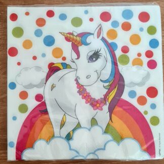 Unicorn Boynuzlu At Gökkuşağı Renkli Baskılı Kağıt Peçete 33x33 Cm