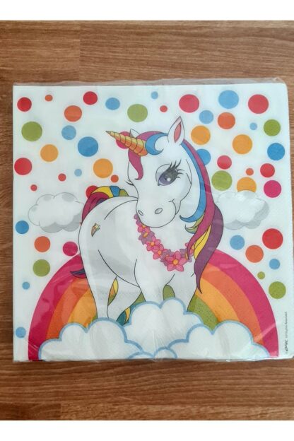 Unicorn Boynuzlu At Gökkuşağı Renkli Baskılı Kağıt Peçete 33x33 Cm