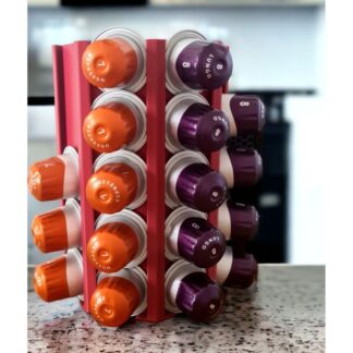 Nespresso Kapsül Kahve Uyumlu Tutucu Dekoratif Çok Amaçlı Stand Ruby Rengi