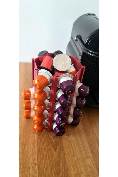Nespresso Kapsül Kahve Uyumlu Tutucu Dekoratif Çok Amaçlı Stand Ruby Rengi - Görsel 2