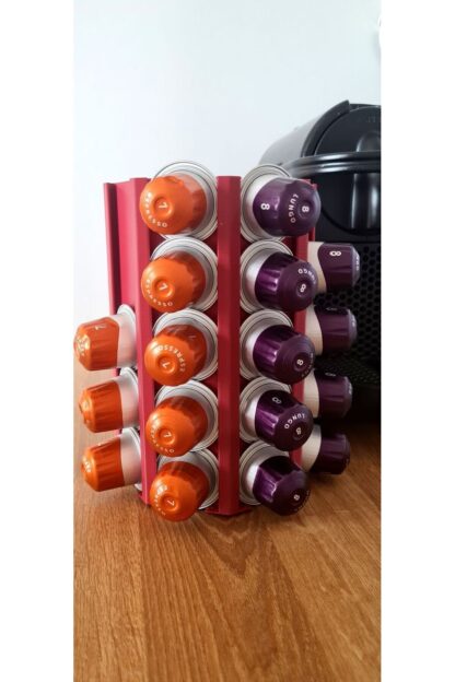 Nespresso Kapsül Kahve Uyumlu Tutucu Dekoratif Çok Amaçlı Stand Ruby Rengi - Görsel 3