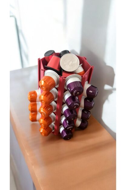 Nespresso Kapsül Kahve Uyumlu Tutucu Dekoratif Çok Amaçlı Stand Ruby Rengi - Görsel 5