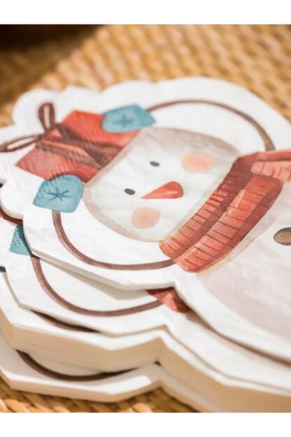 Yılbaşı Temalı Kardan Adam Snowman Renkli Baskılı Kağıt Peçete - Görsel 3