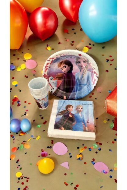 Frozen Karlar Ülkesi Prenses Elsa Desenli Kağıt Peçete Tabak Bardak Set