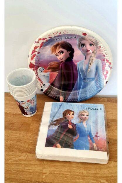 Frozen Karlar Ülkesi Prenses Elsa Desenli Kağıt Peçete Tabak Bardak Set - Görsel 2