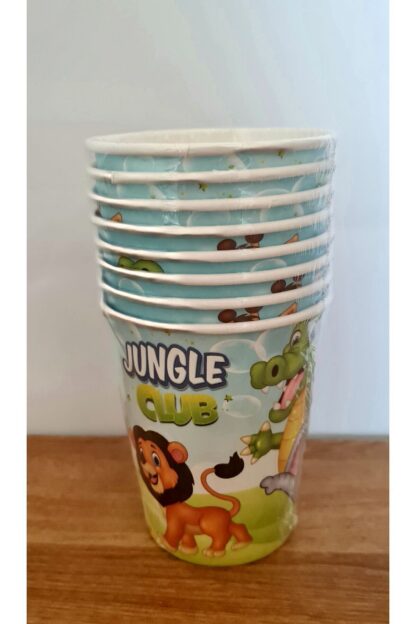 Jungle Club Safari Hayvanları Aslan Fil Zebra Desenli Kağıt Peçete Tabak Bardak Set - Görsel 4