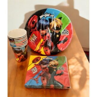 Miraculous LadyBug Uğur Böceği ile Kara Kedi Desenli Kağıt Peçete Tabak Bardak Set