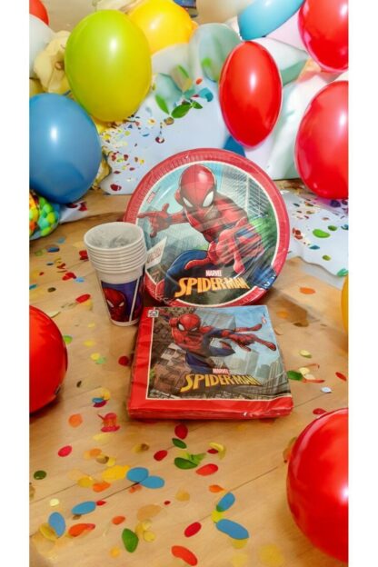 Spiderman Örümcek Adam Desenli Kağıt Peçete Tabak Bardak Set