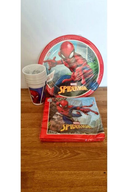 Spiderman Örümcek Adam Desenli Kağıt Peçete Tabak Bardak Set - Görsel 2
