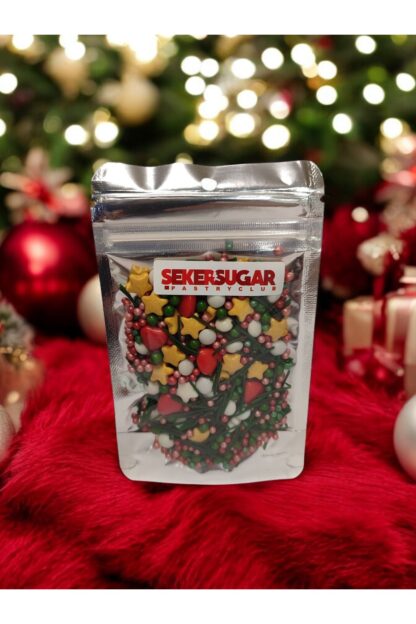 Yılbaşı Temalı Pasta Süsü Sprinkles Süsleme Şekeri Altın Yıldız Kalp No:7