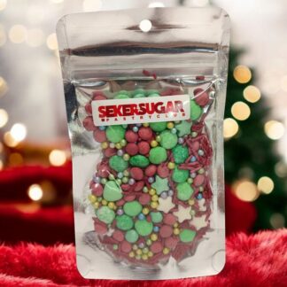 Yılbaşı Temalı Pasta Süsü Sprinkles Süsleme Şekeri Karışımı Yeşil Kırmızı No:4