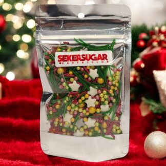 Yılbaşı Temalı Pasta Süsü Sprinkles Süsleme Şekeri Karışımı Yıldız No:2