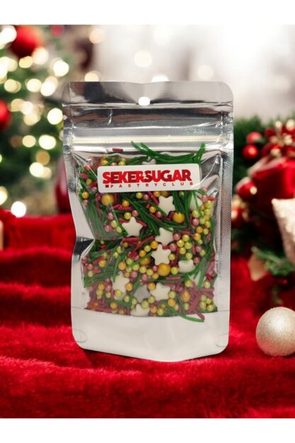Yılbaşı Temalı Pasta Süsü Sprinkles Süsleme Şekeri Karışımı Yıldız No:2