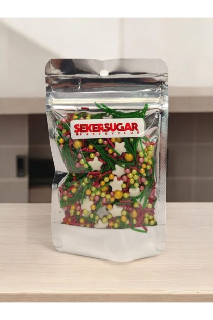 Yılbaşı Temalı Pasta Süsü Sprinkles Süsleme Şekeri Karışımı Yıldız No:2 - Görsel 2