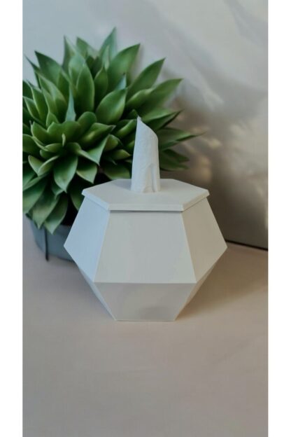 Hexagon Tuvalet Kağıdı Rulosu Uyumlu Dekoratif Peçetelik Beyaz