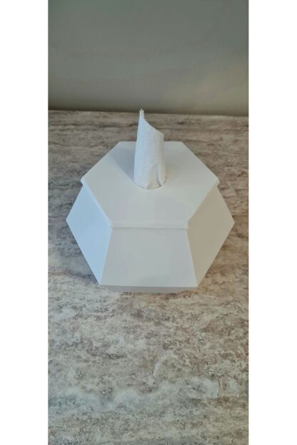 Hexagon Tuvalet Kağıdı Rulosu Uyumlu Dekoratif Peçetelik Beyaz - Görsel 4