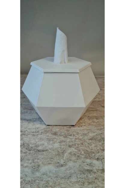 Hexagon Tuvalet Kağıdı Rulosu Uyumlu Dekoratif Peçetelik Beyaz - Görsel 5