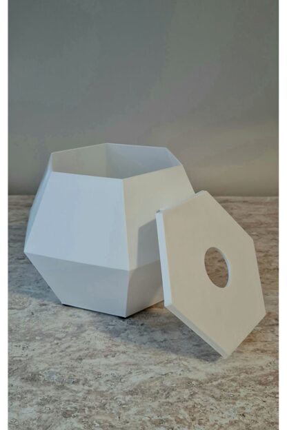 Hexagon Tuvalet Kağıdı Rulosu Uyumlu Dekoratif Peçetelik Beyaz - Görsel 7