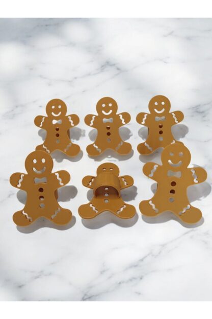 Yılbaşı Temalı Yeni Yıl Sofrası Kurabiye Adam Gingerbread Man Peçete Yüzüğü 6'lı Takım - Görsel 2