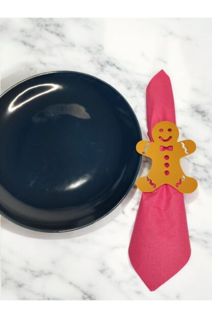 Yılbaşı Temalı Yeni Yıl Sofrası Kurabiye Adam Gingerbread Man Peçete Yüzüğü 6'lı Takım - Görsel 3