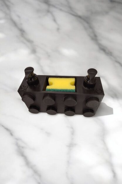 Renkli Brick Blok Özel Tasarım İkili Sabunluk ve Organizer Seti Siyah - Görsel 4