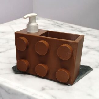Renkli Brick Blok Özel Tasarım Sabunluk ve Organizer Seti Kahverengi