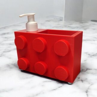 Renkli Brick Blok Özel Tasarım Sabunluk ve Organizer Seti Kırmızı