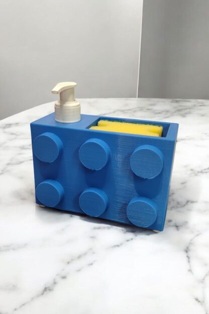 Renkli Brick Blok Özel Tasarım Sabunluk ve Organizer Seti Mavi - Görsel 3
