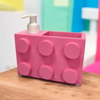 Renkli Brick Blok Özel Tasarım Sabunluk ve Organizer Seti Pembe