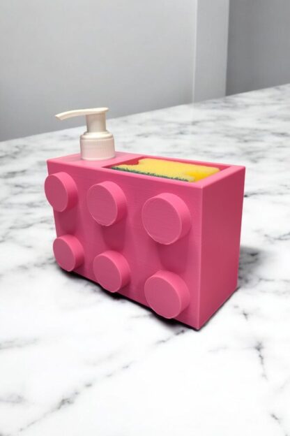 Renkli Brick Blok Özel Tasarım Sabunluk ve Organizer Seti Pembe - Görsel 2
