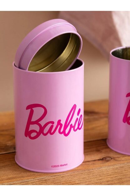 Barbie Baskılı Metal Kurabiye Saklama Kabı 800ml Pembe - Görsel 2