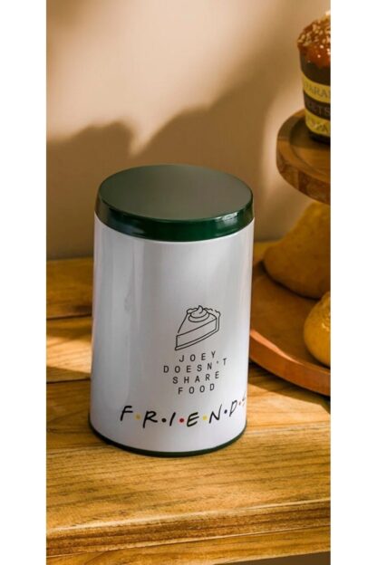 Friends Joey Doesn't Share Food Baskılı Metal Kurabiye Saklama Kabı 800ml - Görsel 2