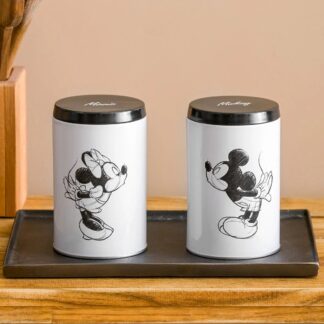 Mickey Mouse ve Minnie Mouse Baskılı Metal Kurabiye Saklama Kabı 2'li Set