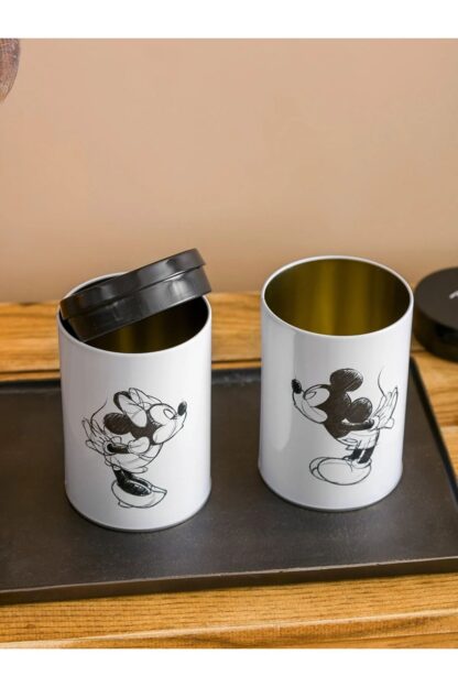 Mickey Mouse ve Minnie Mouse Baskılı Metal Kurabiye Saklama Kabı 2'li Set - Görsel 3
