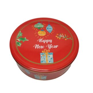 Yılbaşı Temalı Happy New Year Mutlu Yıllar Renkli Baskılı Metal Saklama Kutusu Hediyelik